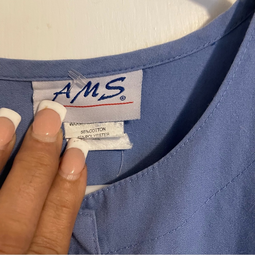 AMS Scrub. Blue. Snap buttons large - Picture 7 of 7